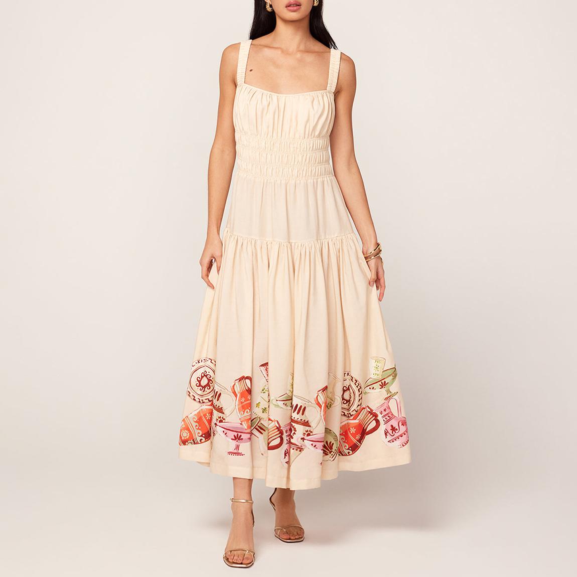 Cream Isobel Pottery Print Midi Dress main product photo