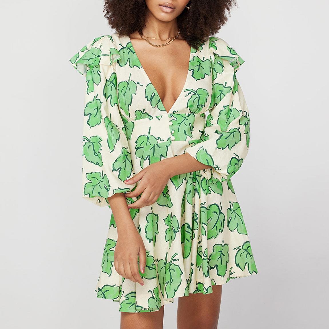 Green Cordelia Vine Leaf Mini Dress main product photo