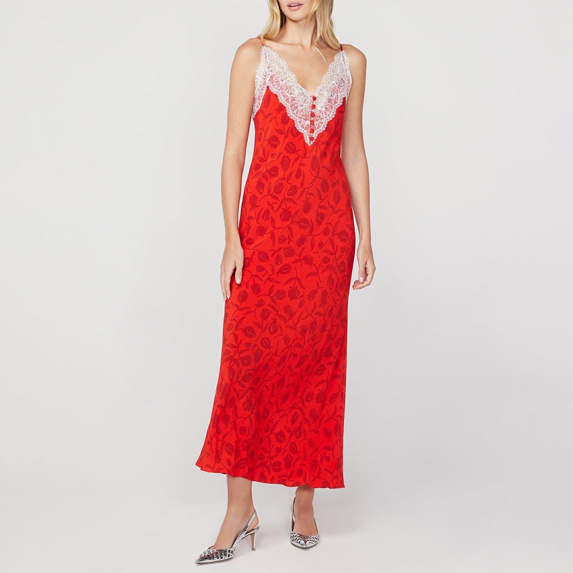 Red Daphne Tulip Print Maxi Slip Dress main product photo