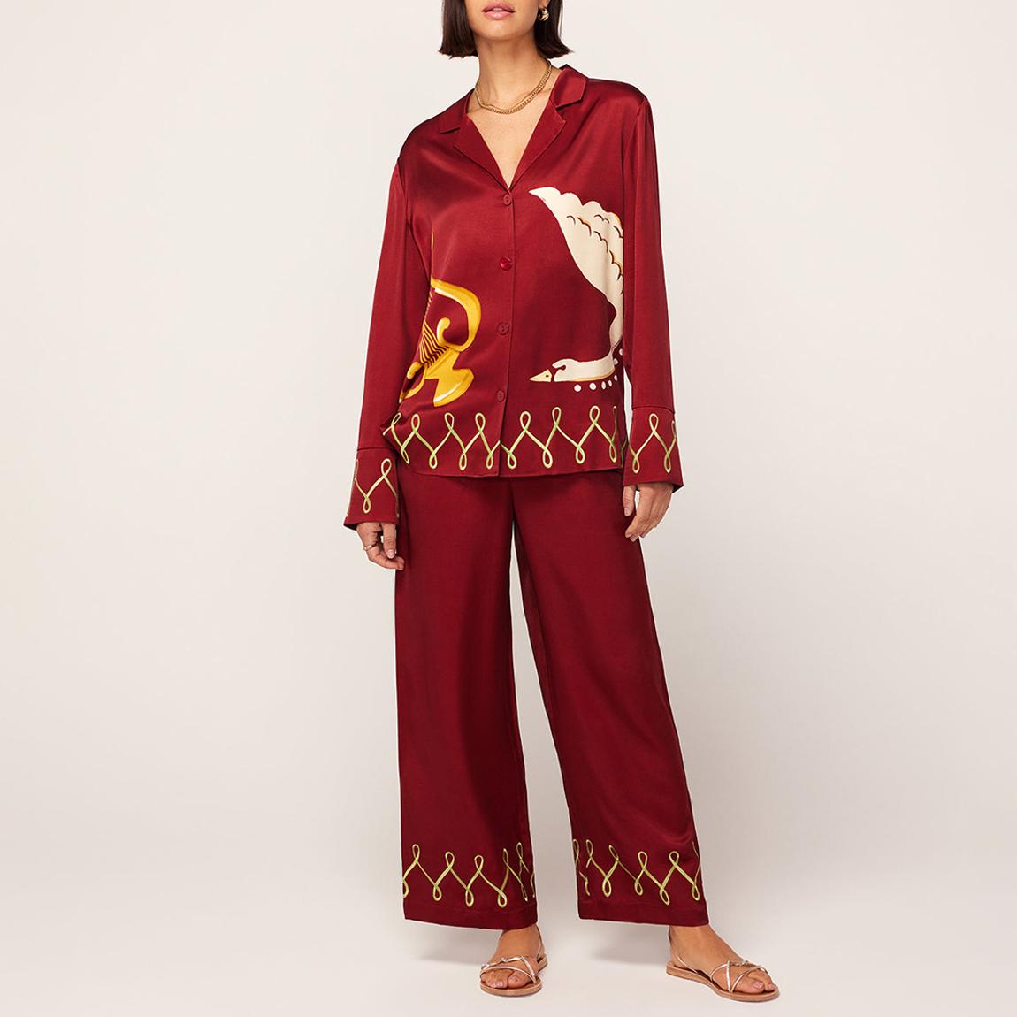 Red Romina Cygnus and Lyra Embroidered Trousers main product photo
