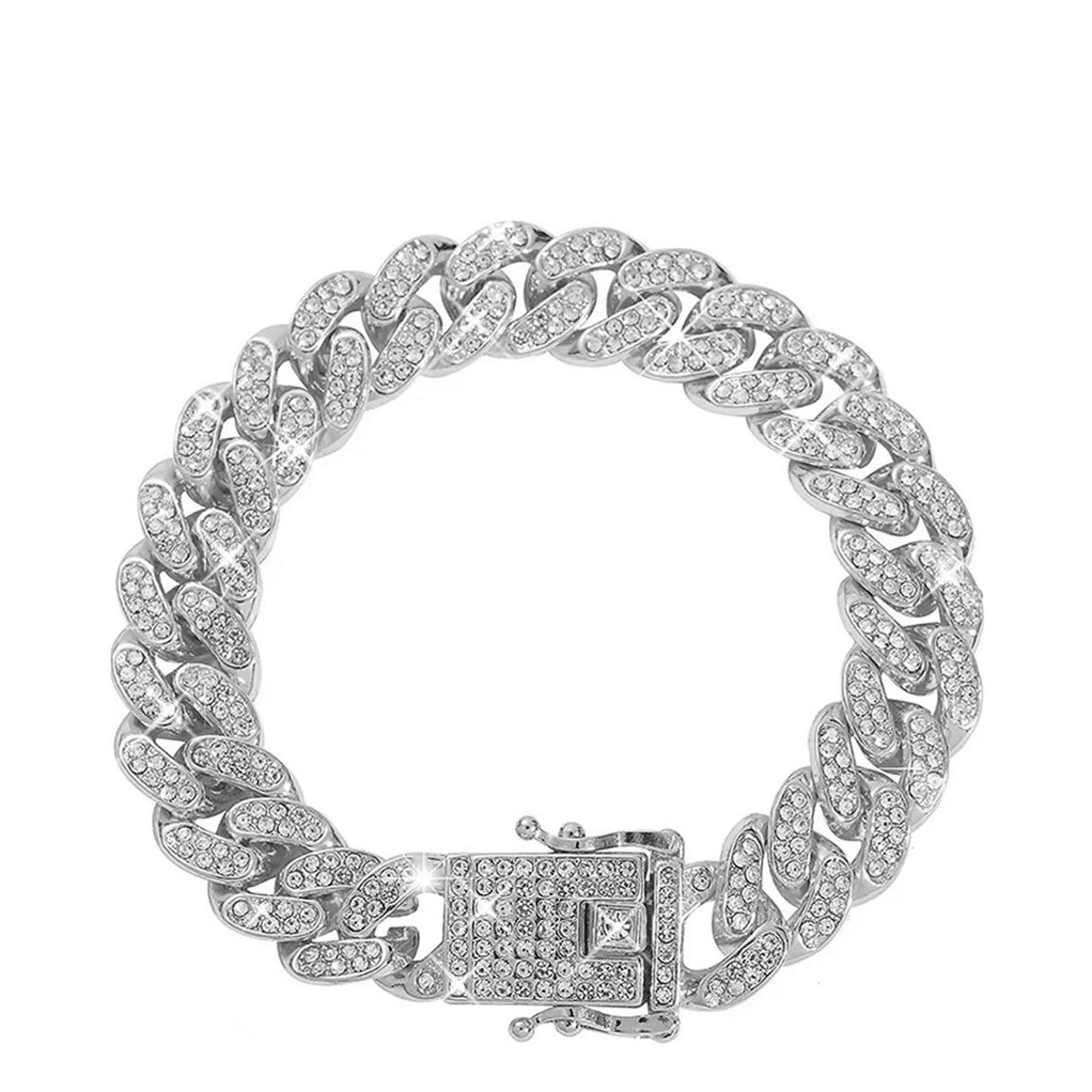 18K White Gold Pave Chain Link Bracelet main product photo