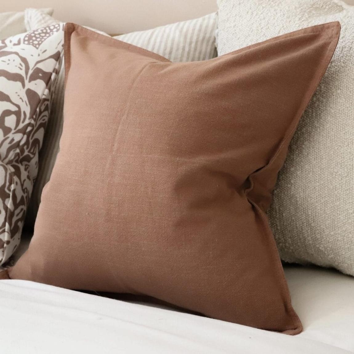 Layla Terracotta Linen Cushion 53x53 main product photo