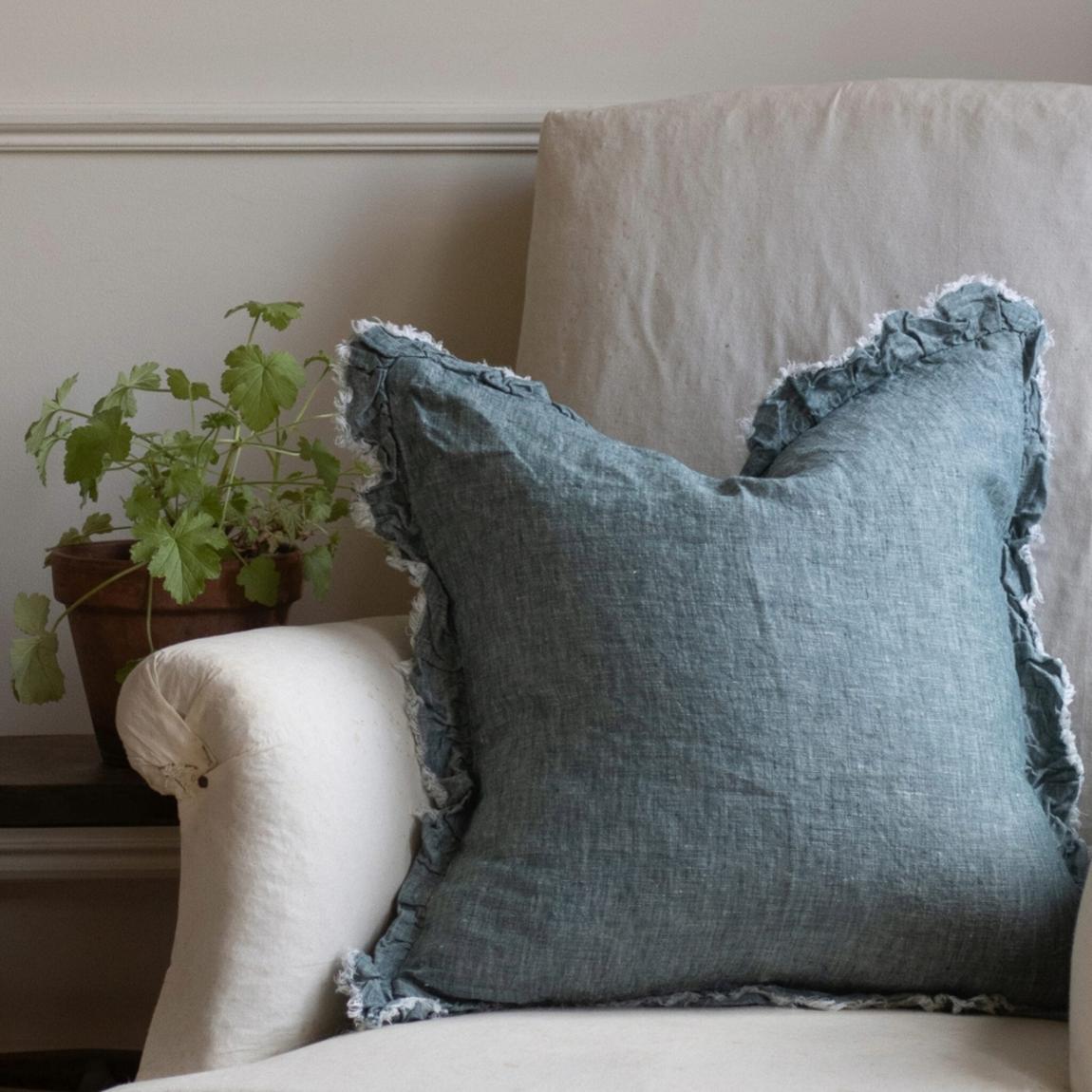 Hallie Washed Dark Teal Cushion 45x45 main product photo