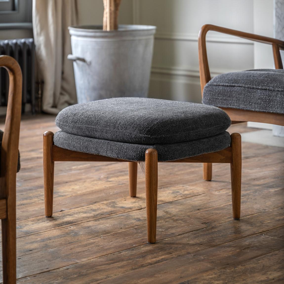 Phoebe Footstool Charcoal Boucle main product photo