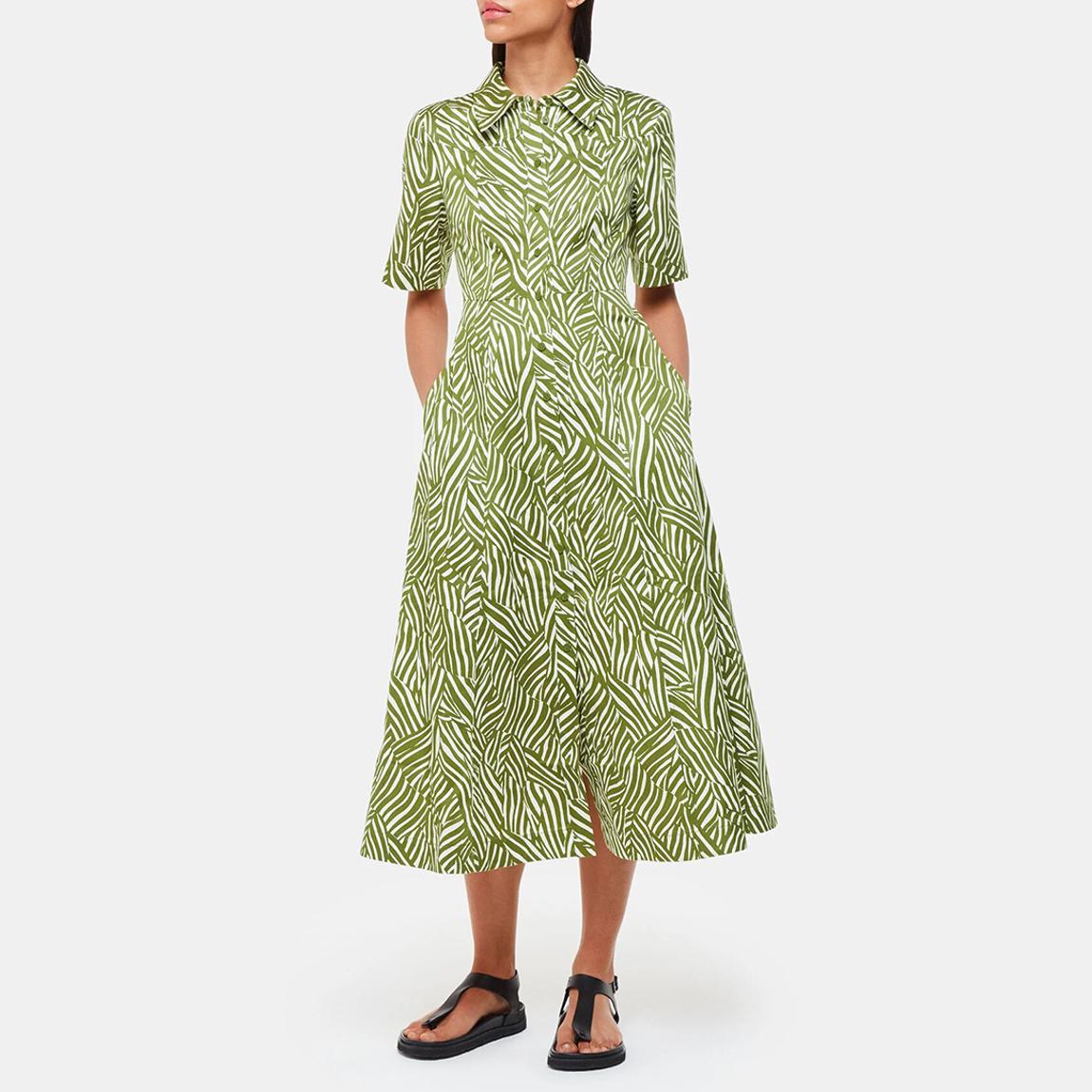 Green Linear Leaf Midi Dress main product photo