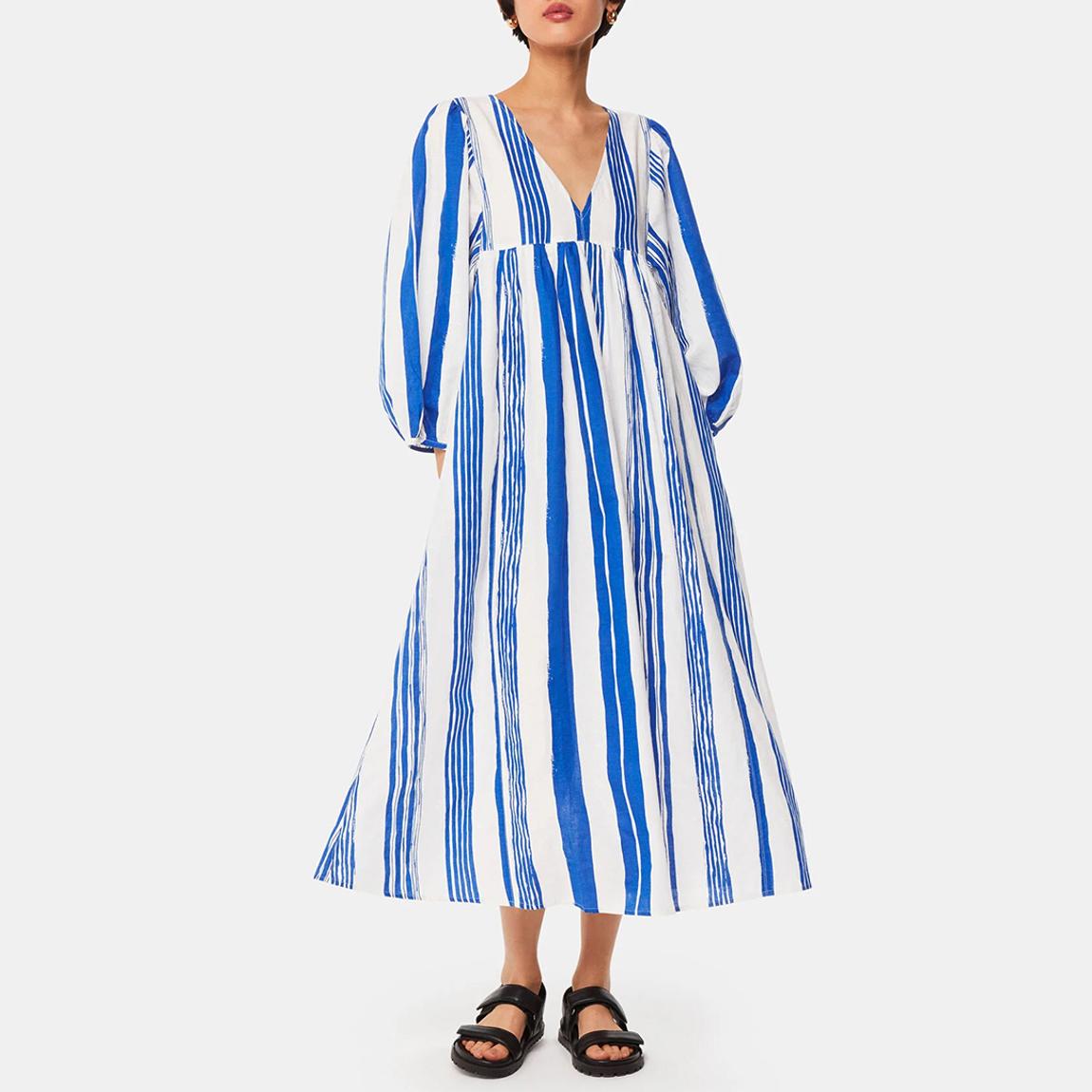 Blue/White Painted Stripe Gloria Dress main product photo