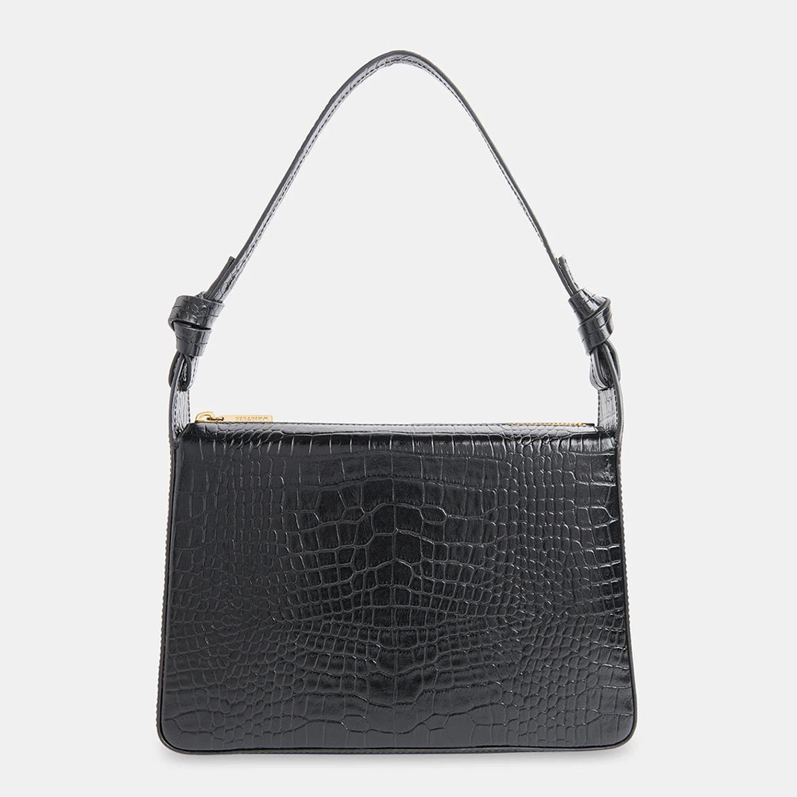 Black Erica Croc Shoulder Bag main product photo