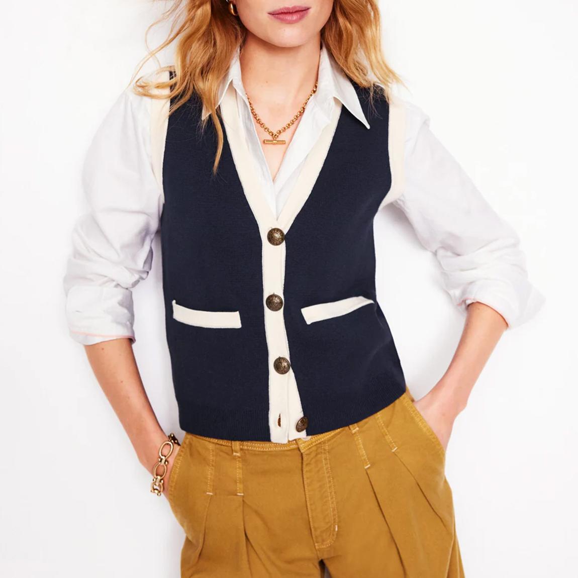 Navy Holly Knitted Waistcoat main product photo