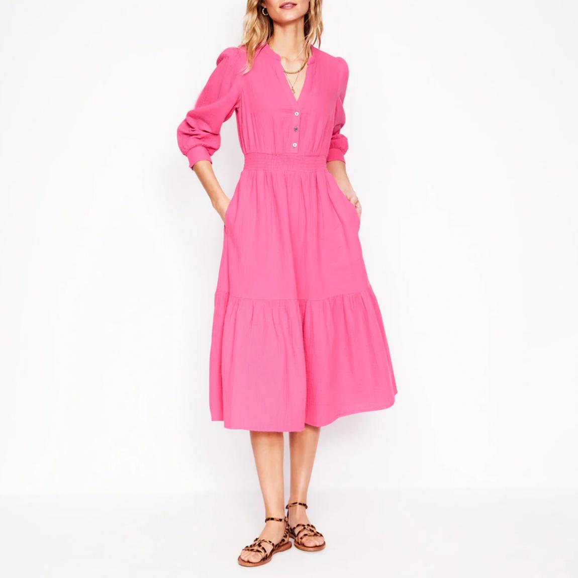 Pink Elena Tiered Midi Dress main product photo