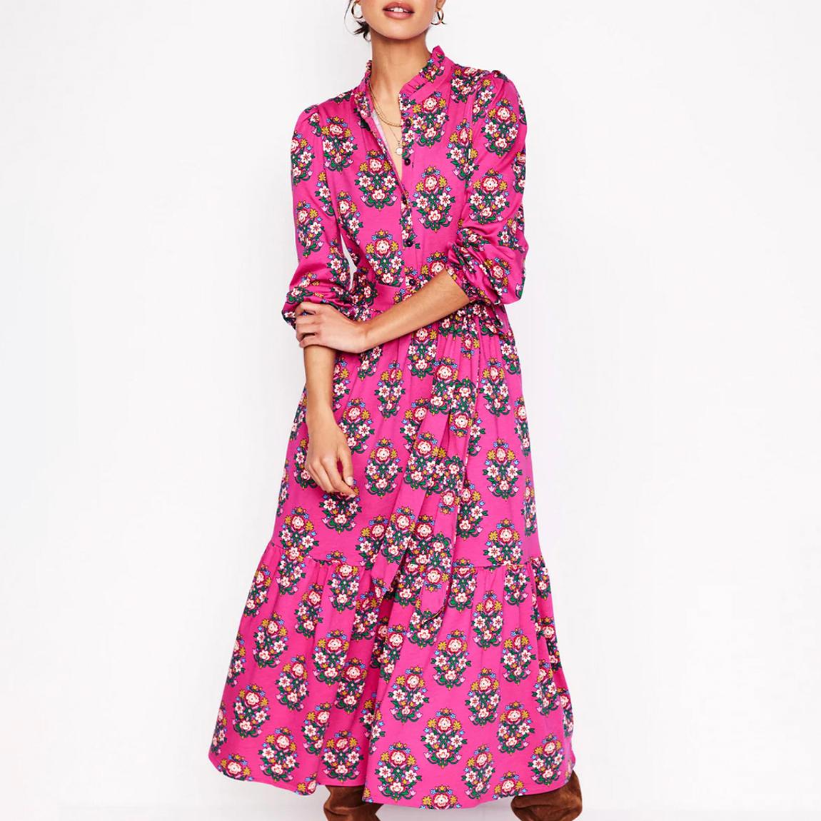 Fuschia Willow Tiered Printed Dress main product photo