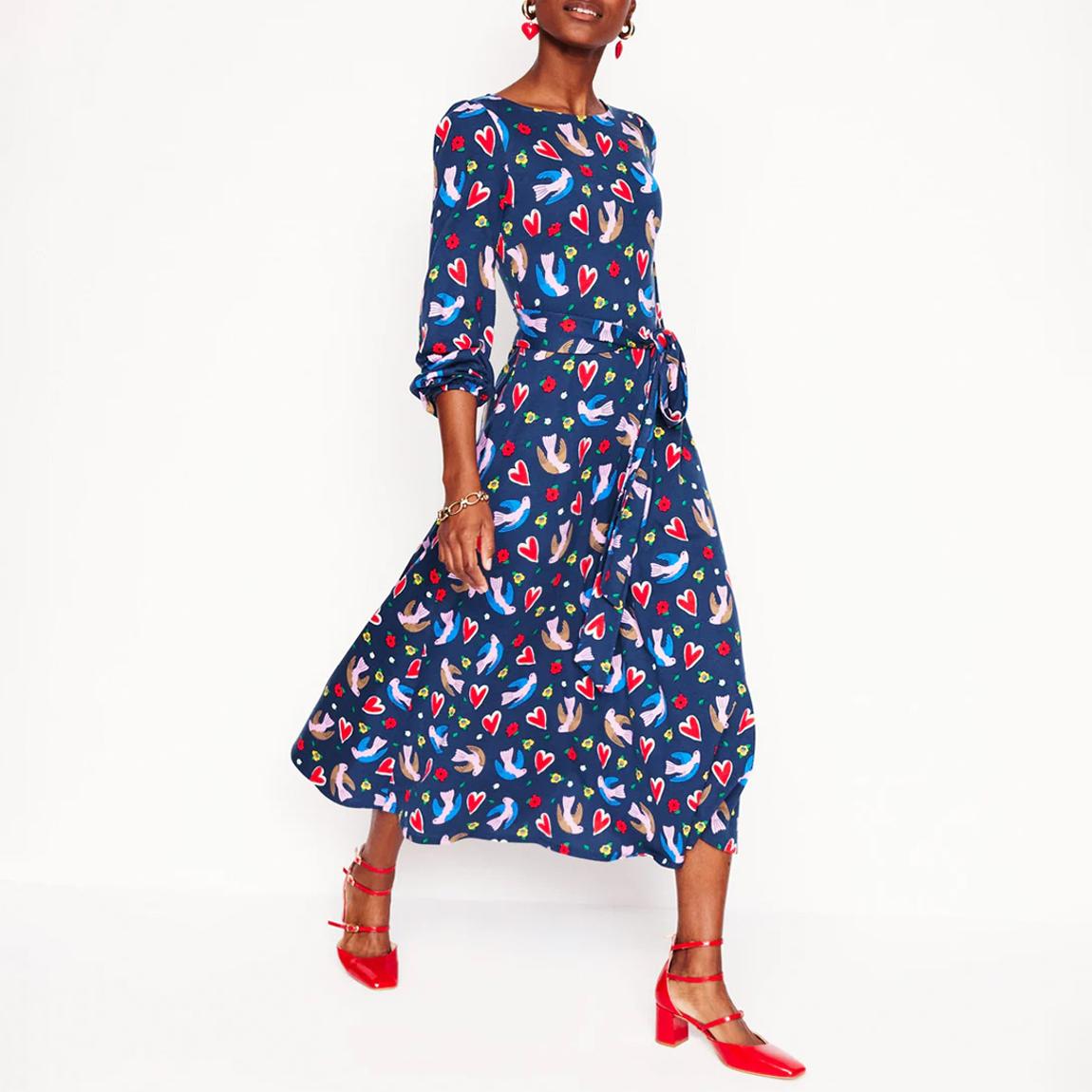 Navy Leandra Printed Midi Dress main product photo