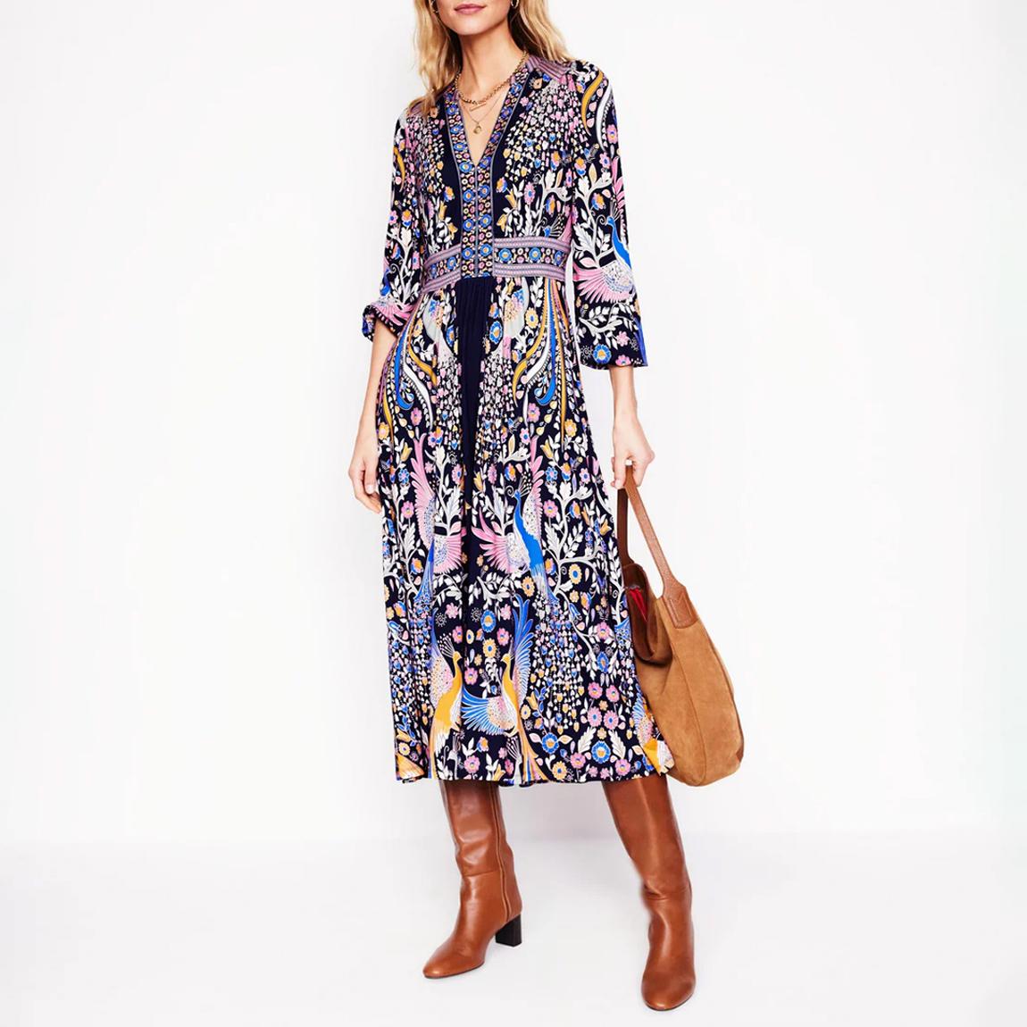 Navy/Multi Lily Printed Midi Dress main product photo