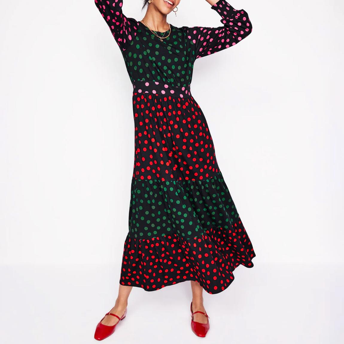 Black/Multi Spot Tabitha Tiered Dress main product photo