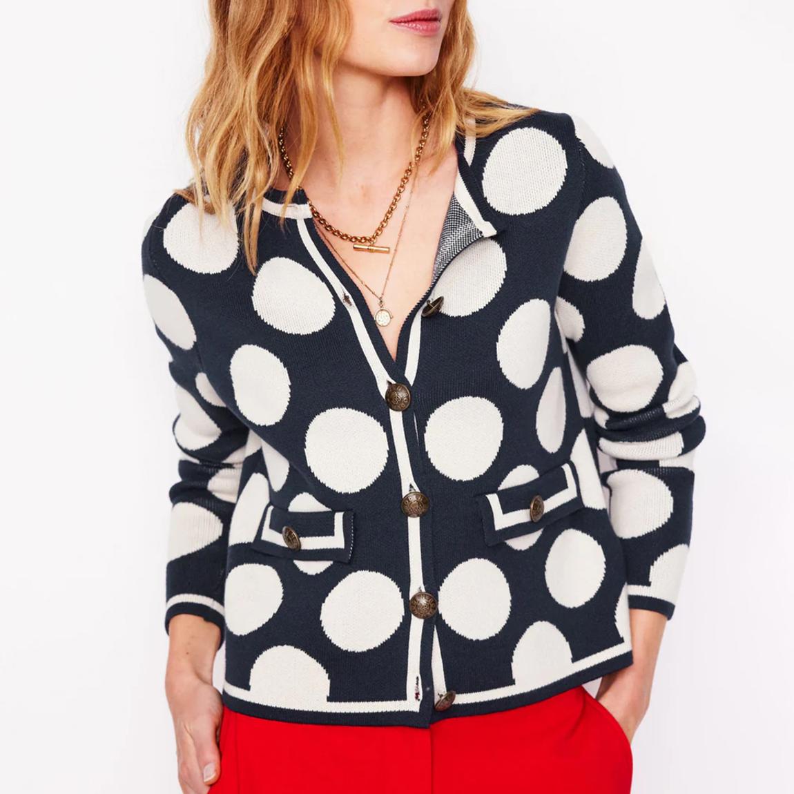 Navy Spot Holly Knitted Jacket main product photo