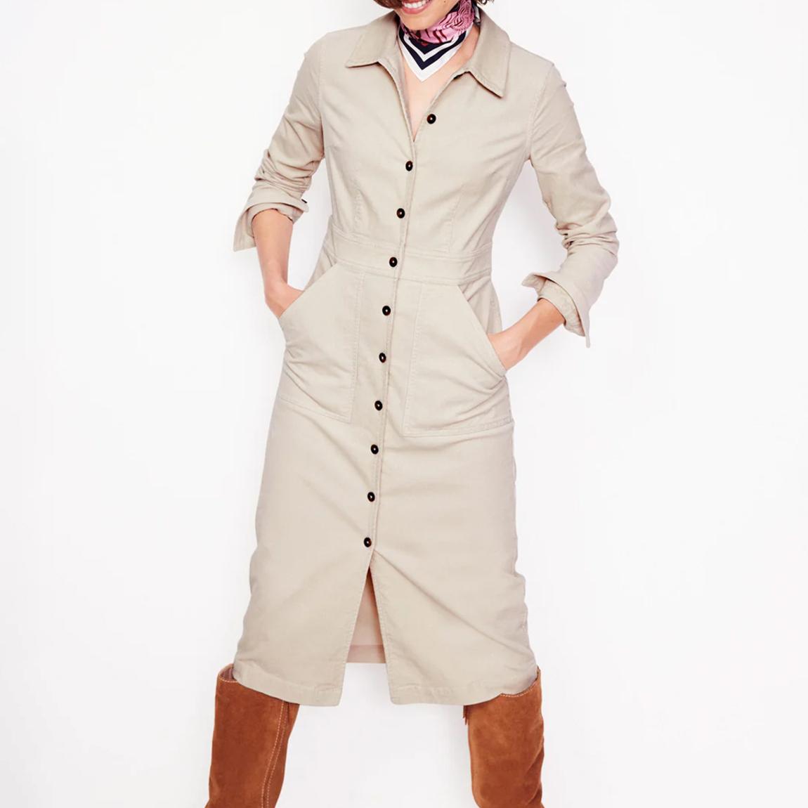 Ecru Flora Corduroy Midi Shirt Dress main product photo