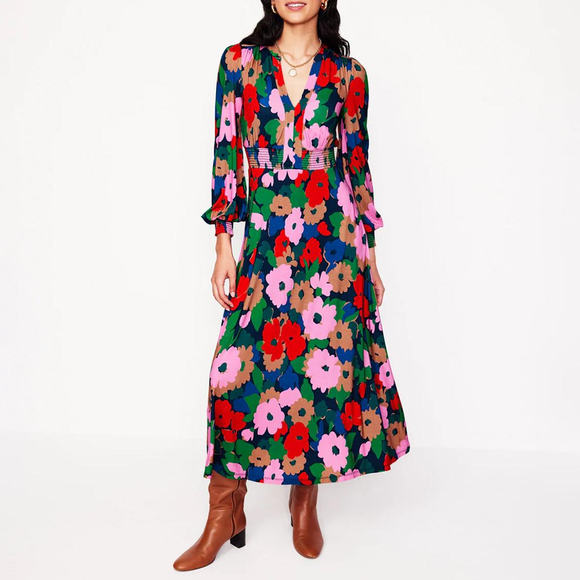 Multi Printed Ivy Smocked Midi Dress main product photo