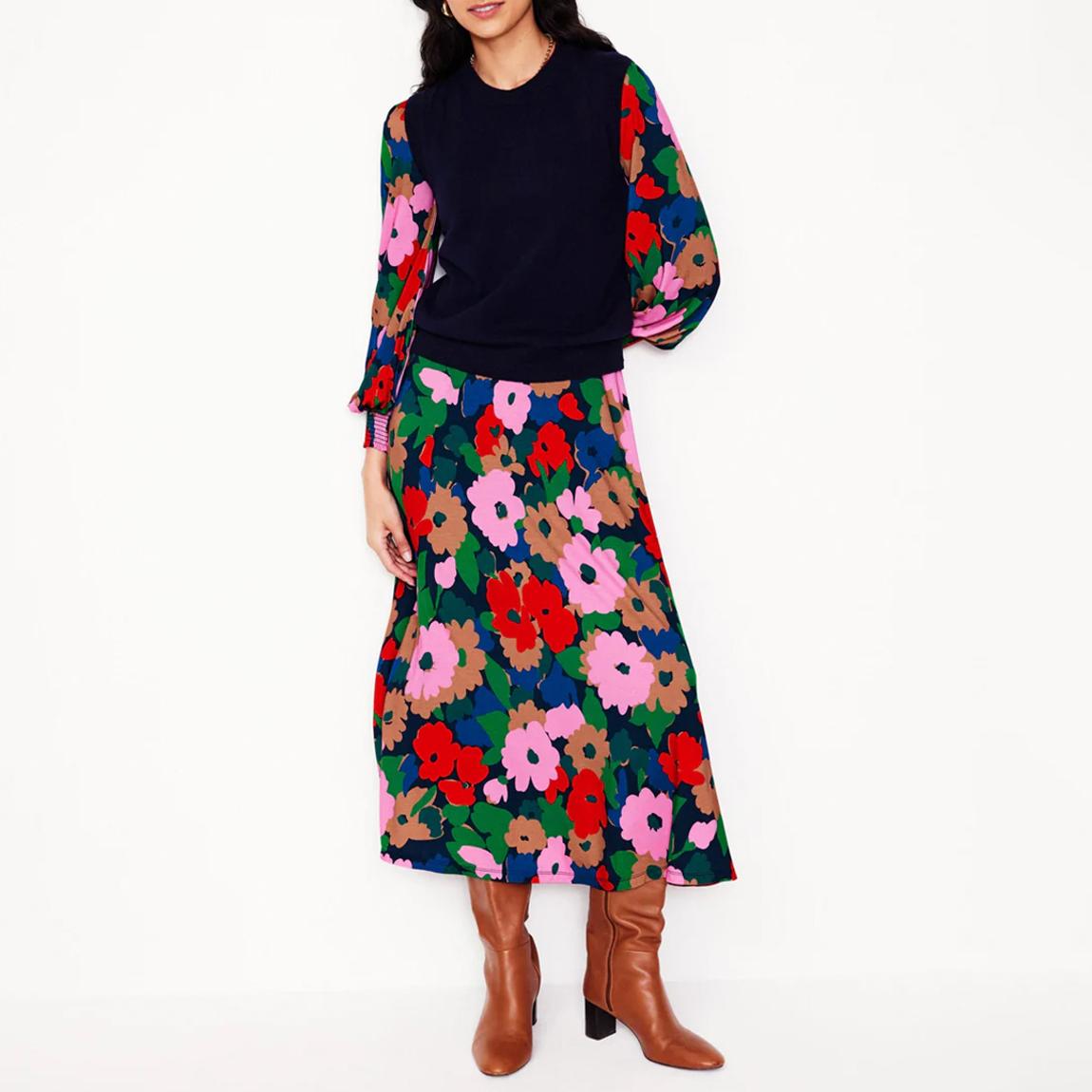 Boden Multi Printed Ivy Smocked Midi Dress - BrandAlley