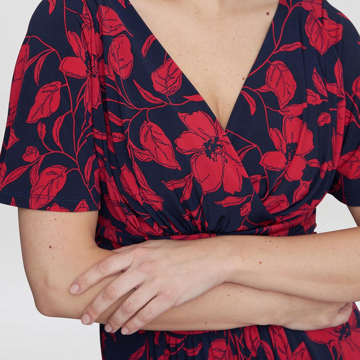 Gina Bacconi Red/ Black Floral Geri Jersey Print Dress - BrandAlley