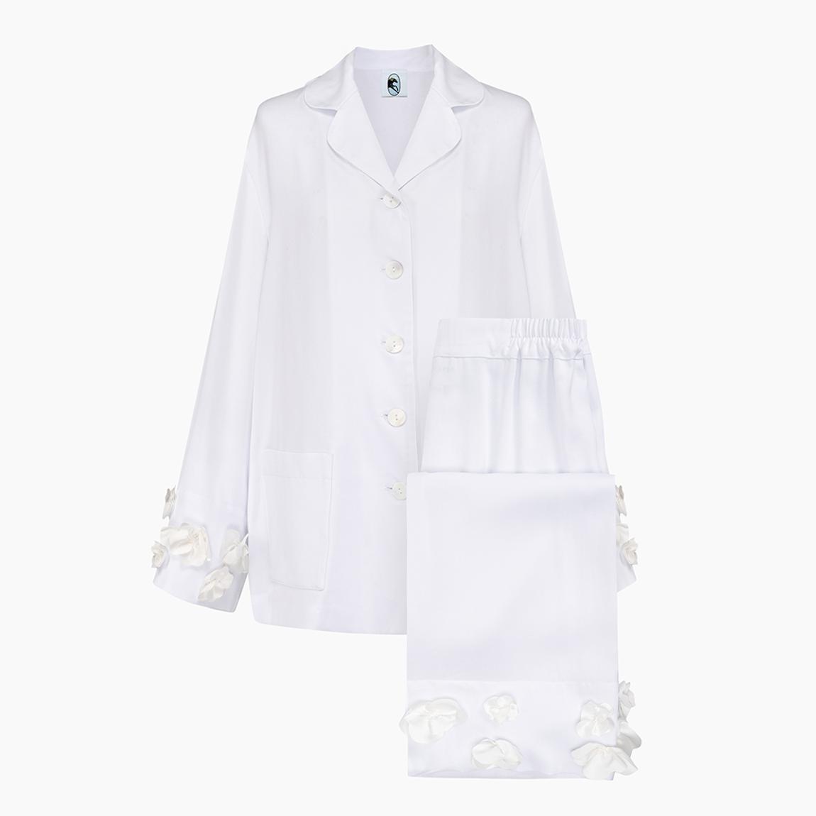 The Bloom Party Pajama Set with Pants-White main product photo