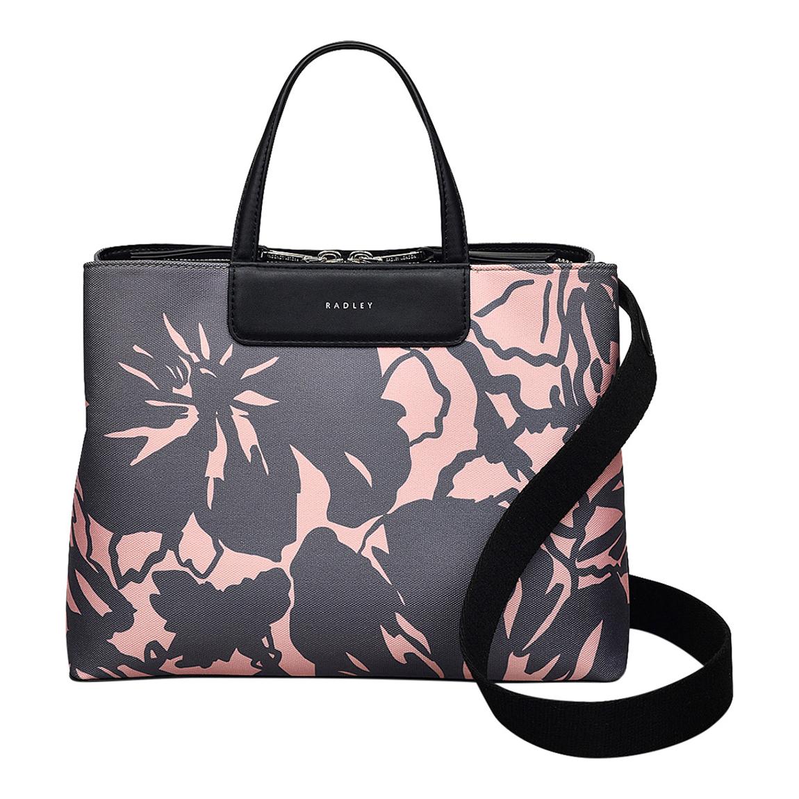Black Southwell Gardens Floral Medium Zip top Grab Handbag main product photo