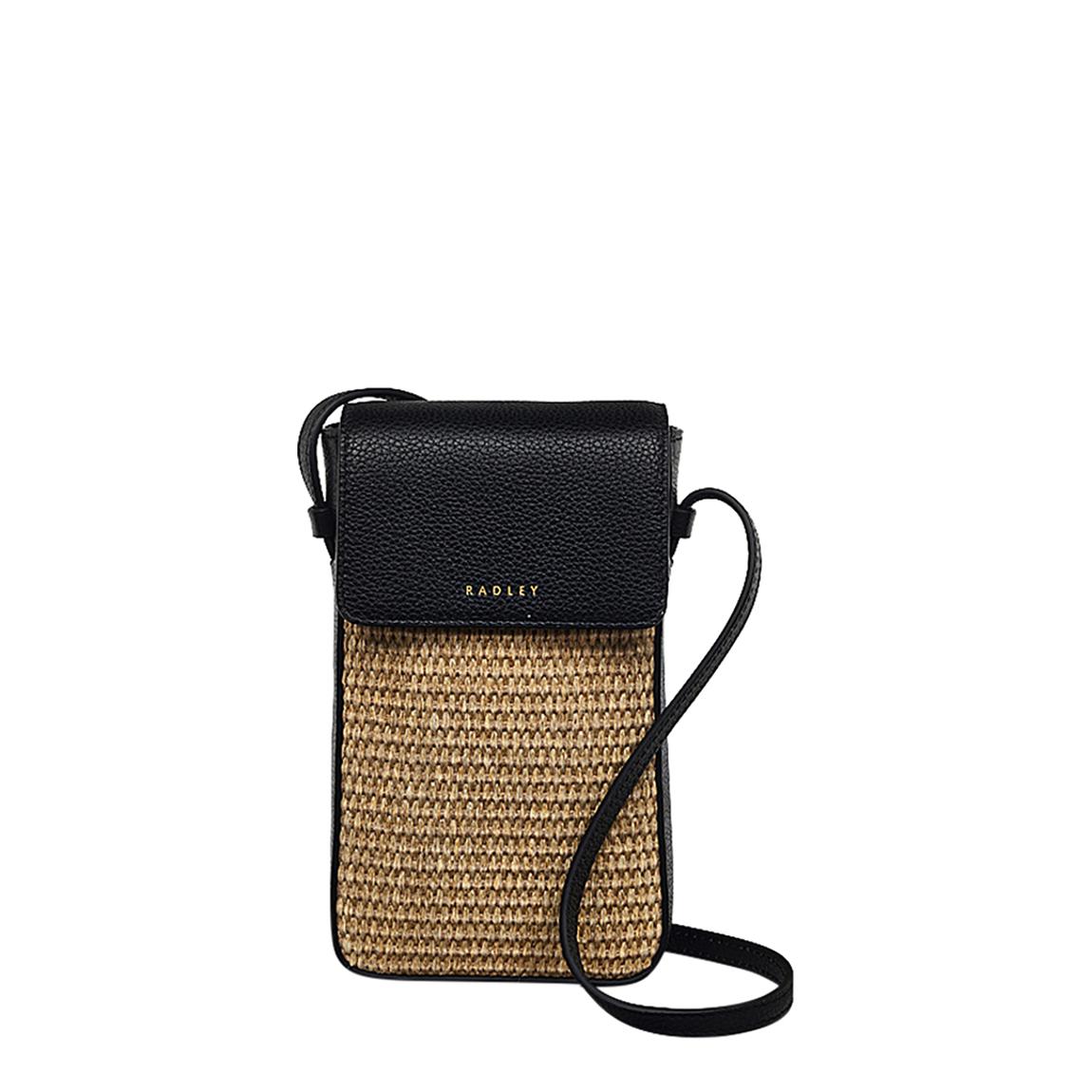 Black Bishops Lane Straw Medium Phone Cross Body Handbag main product photo