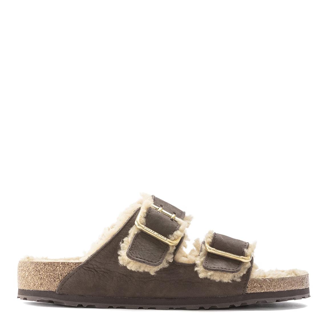 Unisex Espresso Arizona Bold Curly Shearling Lined Sandals main product photo
