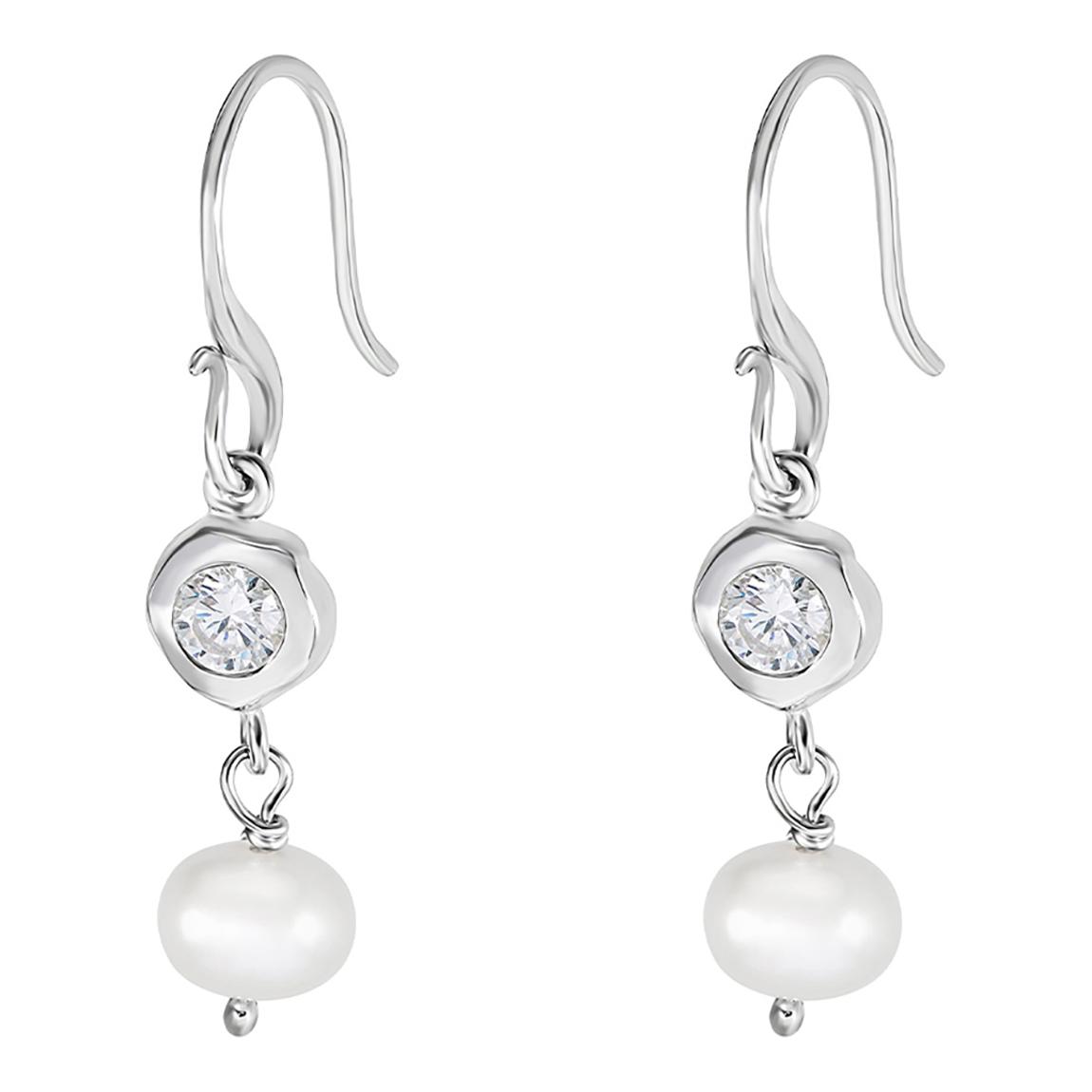 White Topaz & Pearl Dewdrop Earrings main product photo
