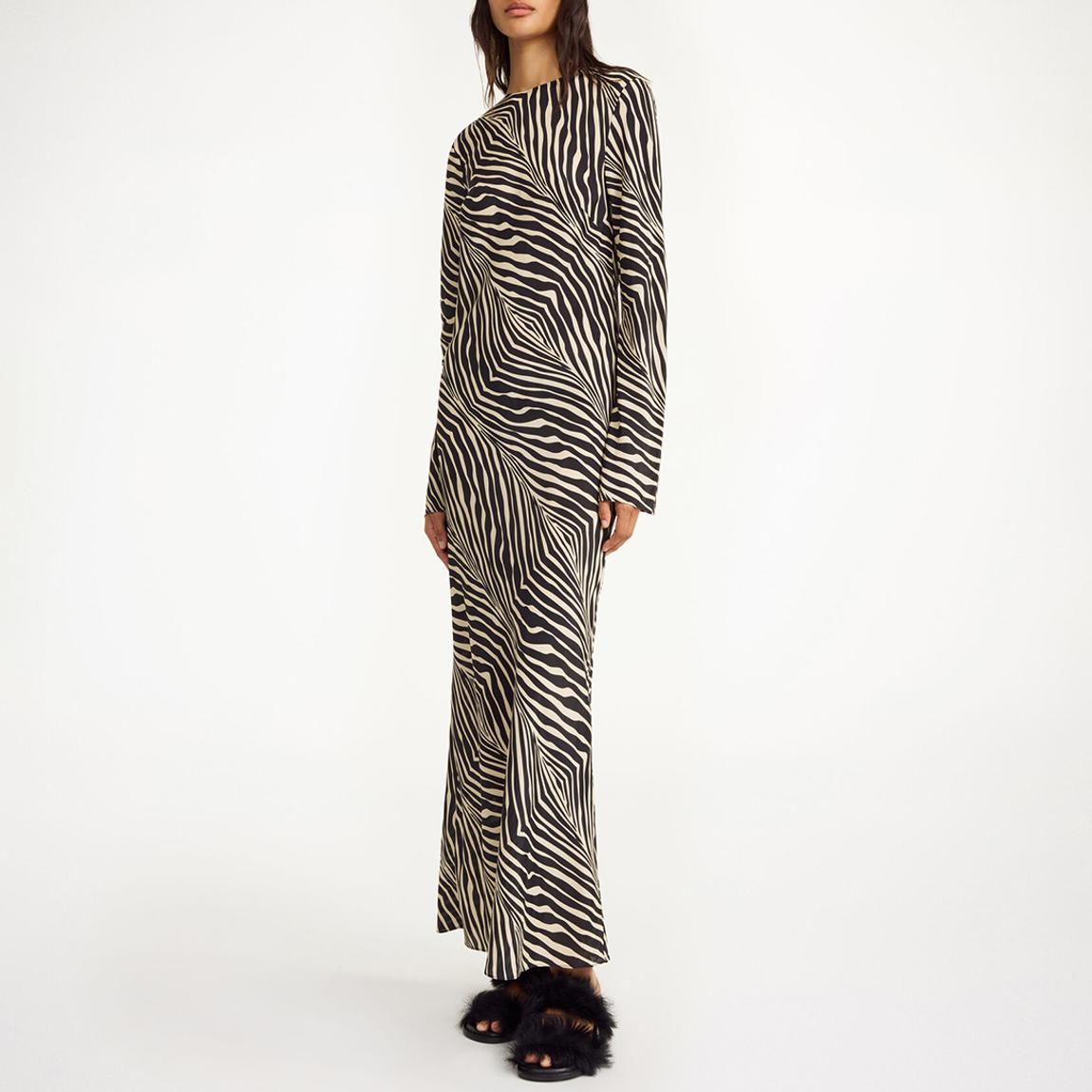 Black Zebra Print Parise Silk Blend Dress main product photo