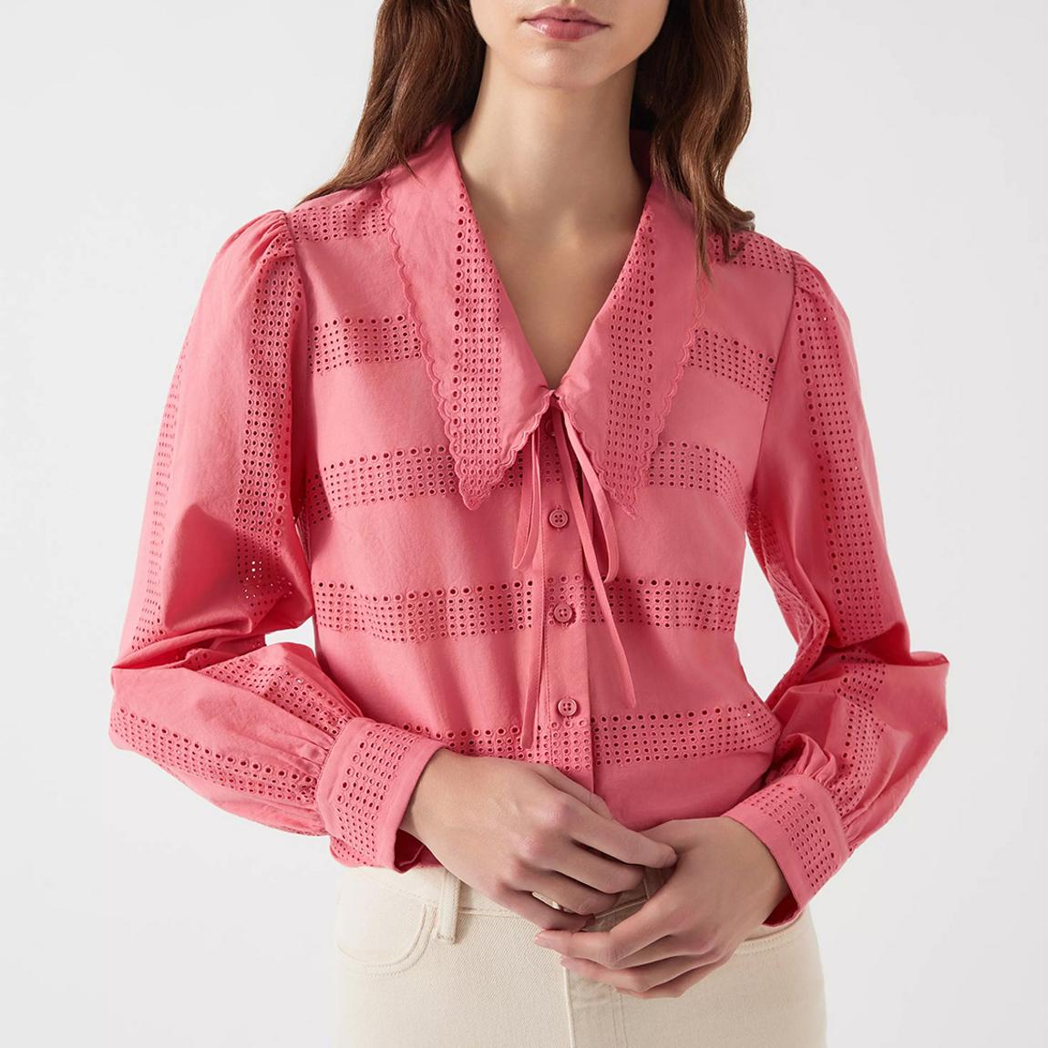 Dusty Pink Lindy Textured Cotton Blouse main product photo