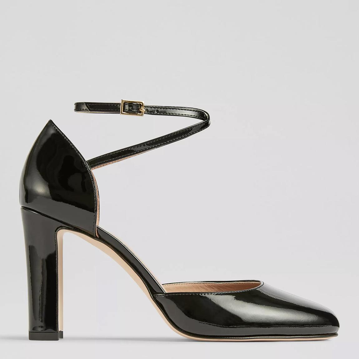 Black Adaline Patent Crossover Heeled Shoes main product photo