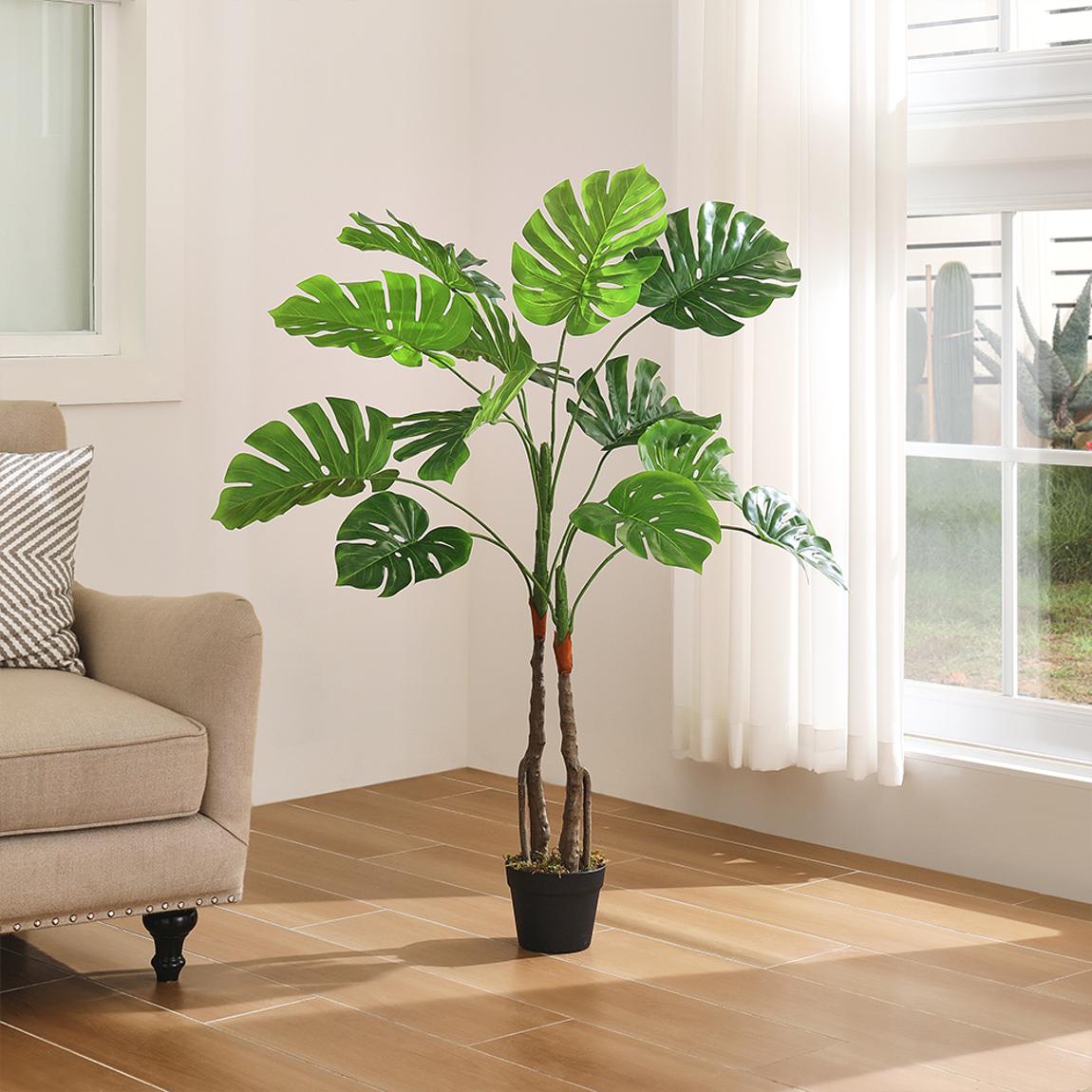 Living and Home 120cm Artificial Monstera Deliciosa Tree in Pot - BrandAlley
