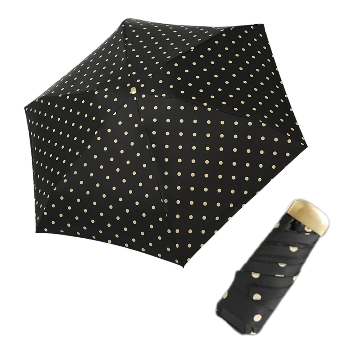 Black Polka Dots Five Fold Ultra Light & Compact Mini Umbrella main product photo