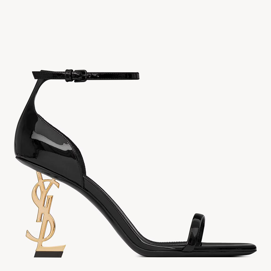 Women's Black Opyum Leather Heeled Sandals main product photo