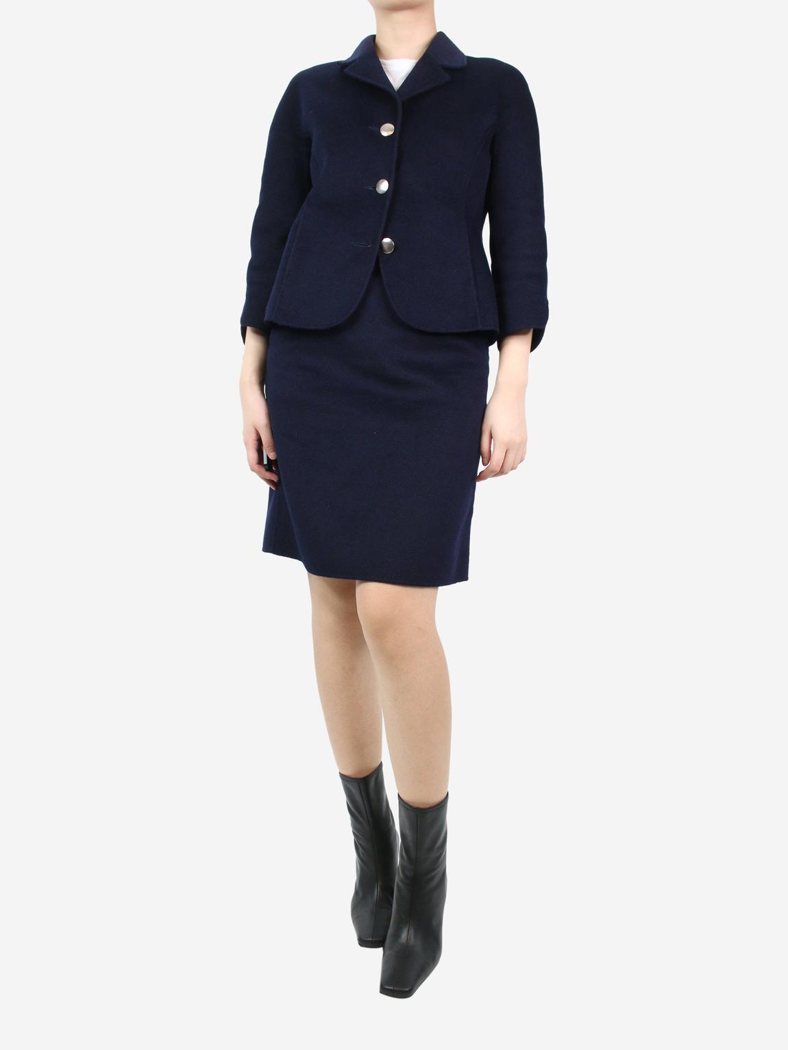 Navy blue cropped jacket and skirt set main product photo
