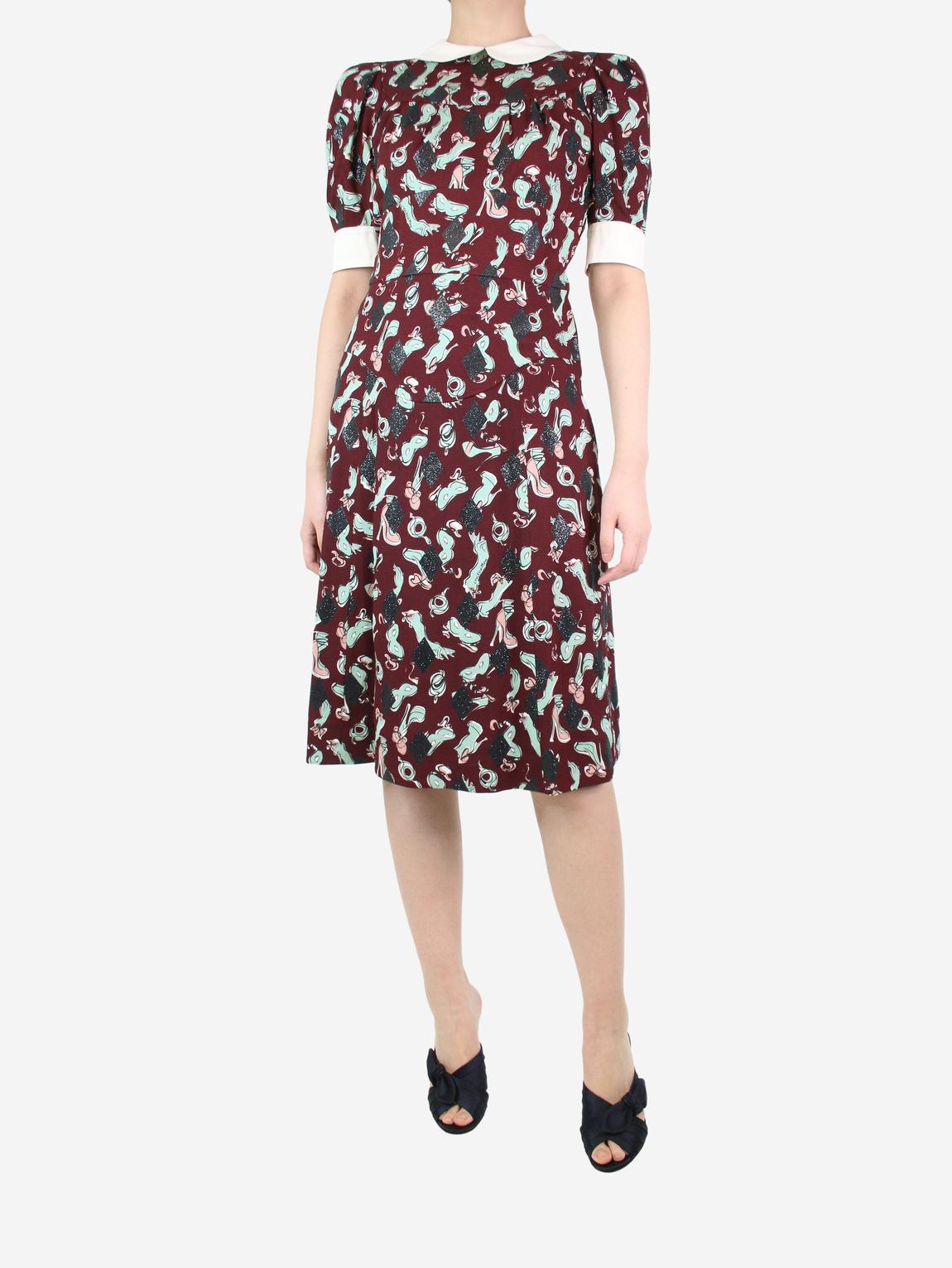 Burgundy sparkly printed dress main product photo