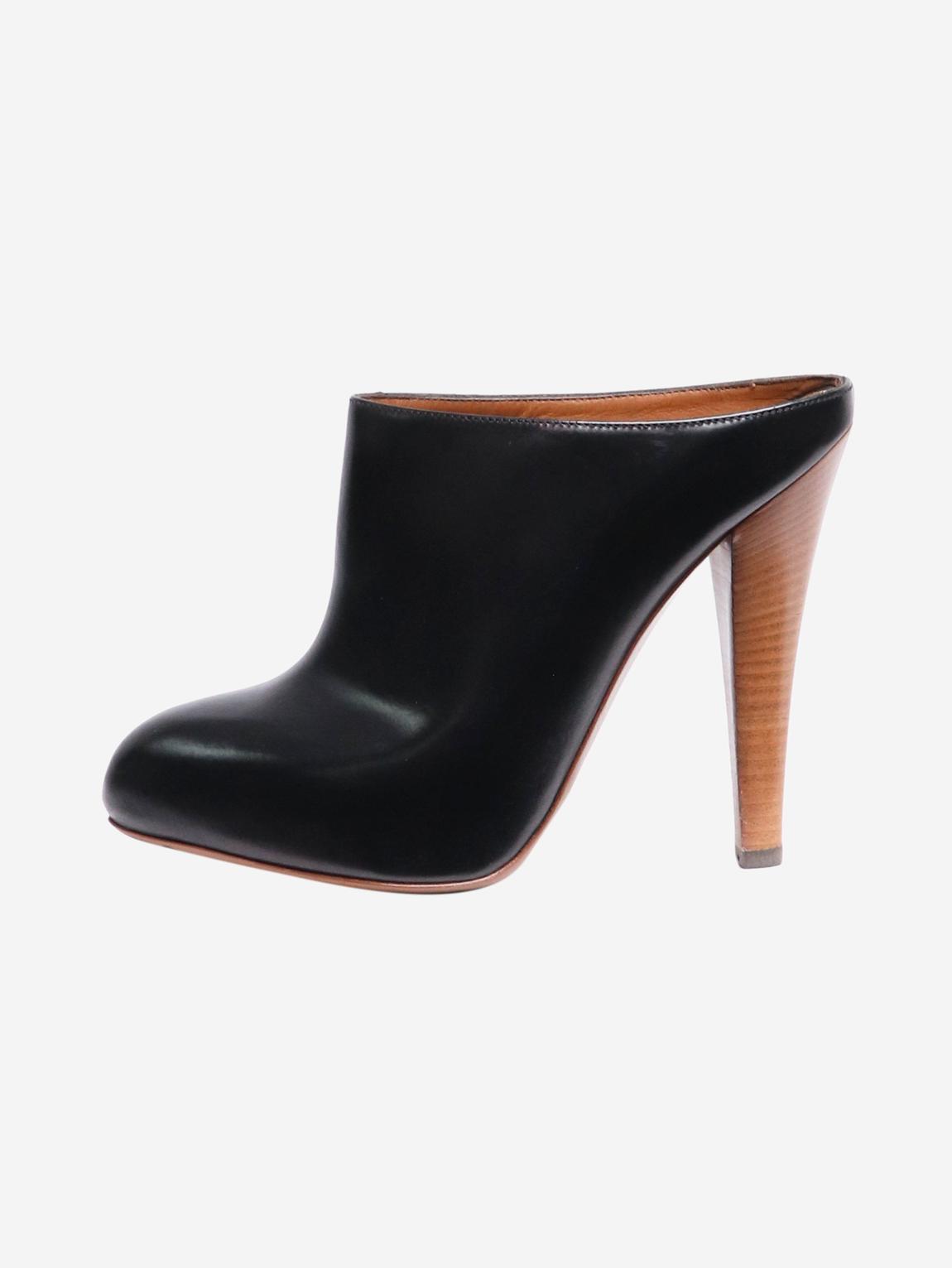 Black leather clog mules main product photo