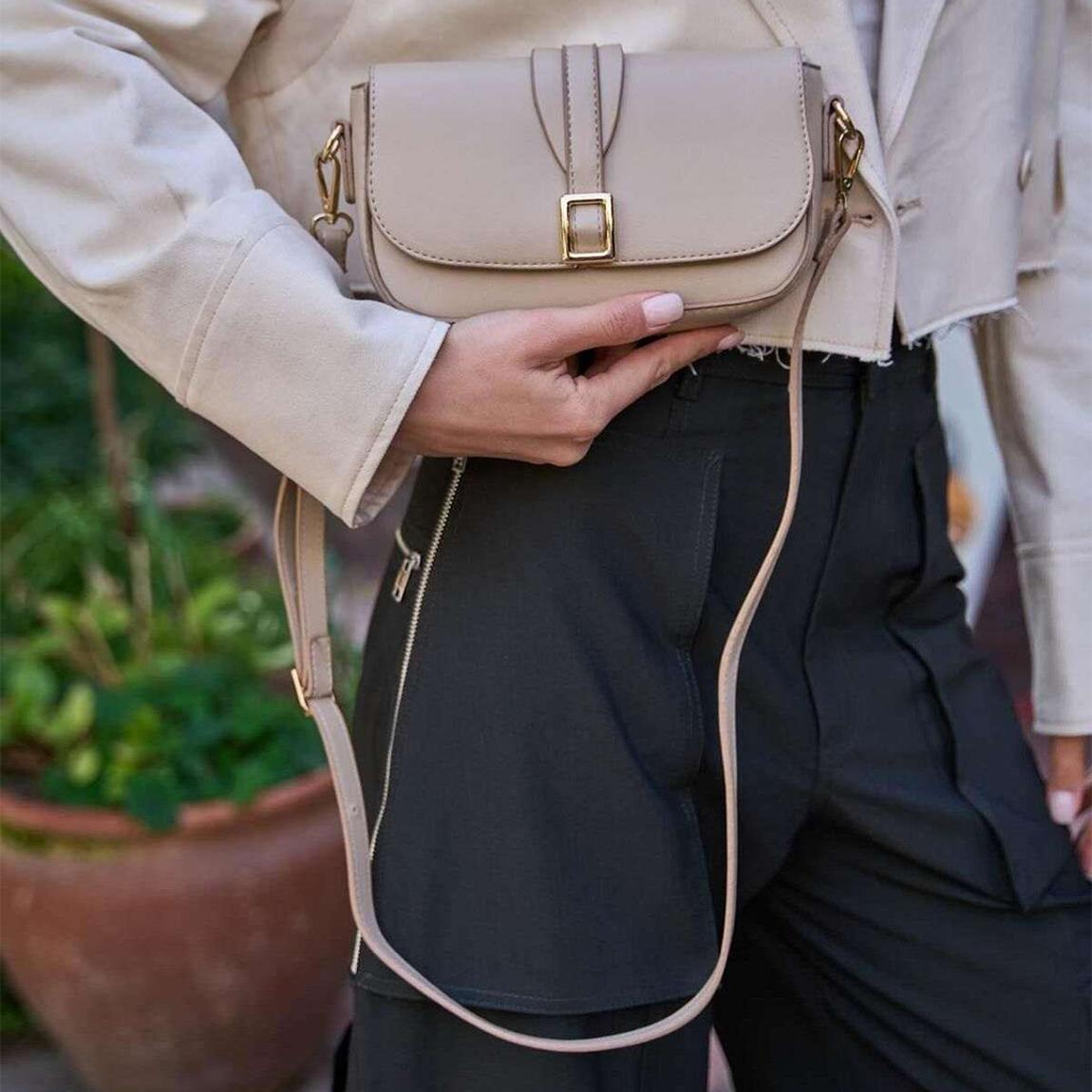Beige Leather Shoulder Bag main product photo