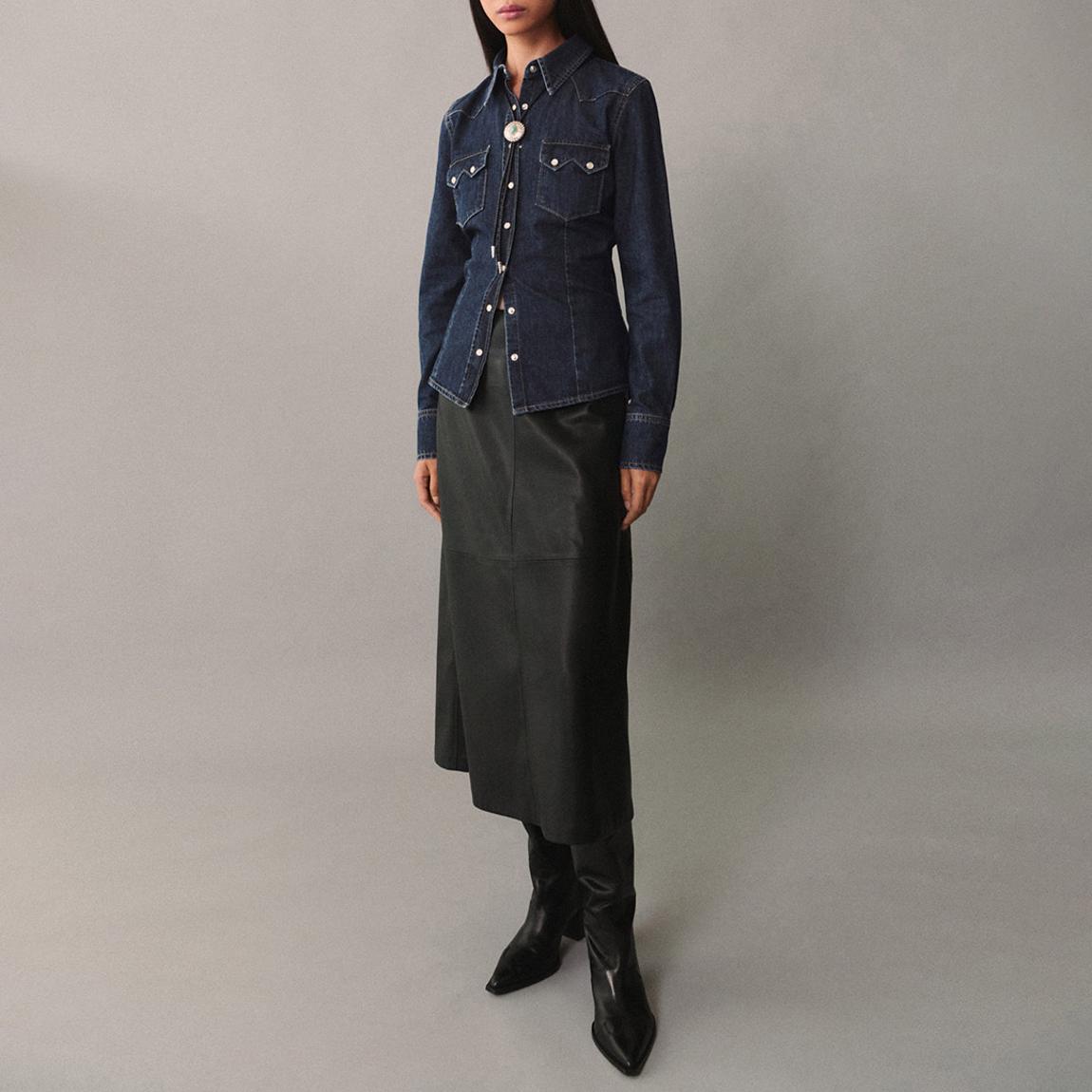 Dark Blue Chest-Pocket Denim Shirt main product photo