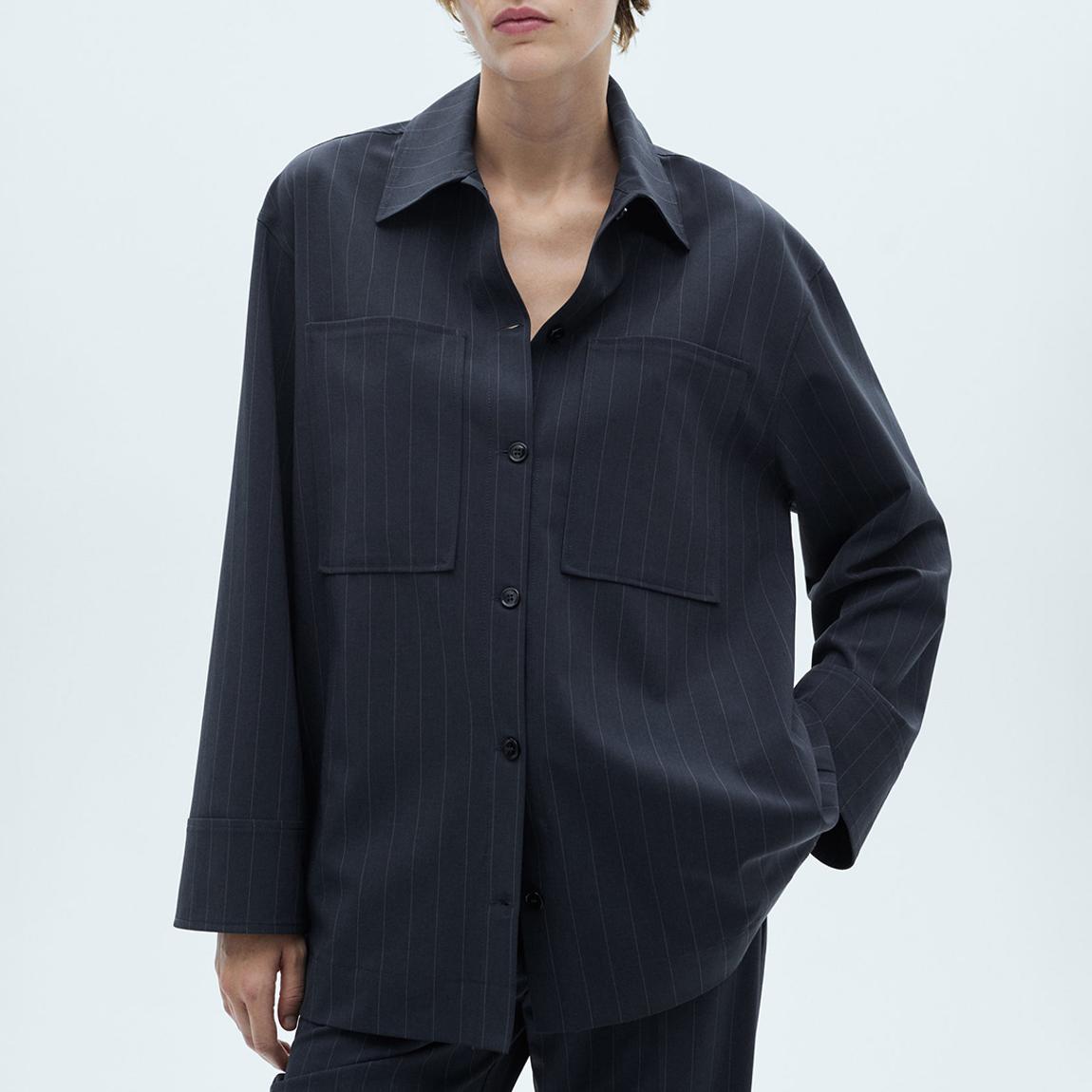 Navy Pinstripe Overshirt main product photo