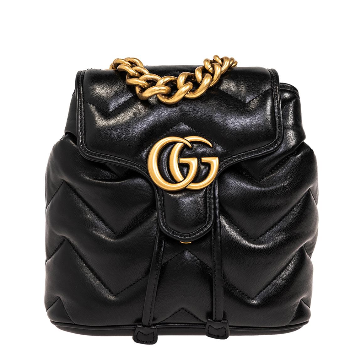 Black Leather Gucci GG Marmont Matelassé Backpack main product photo