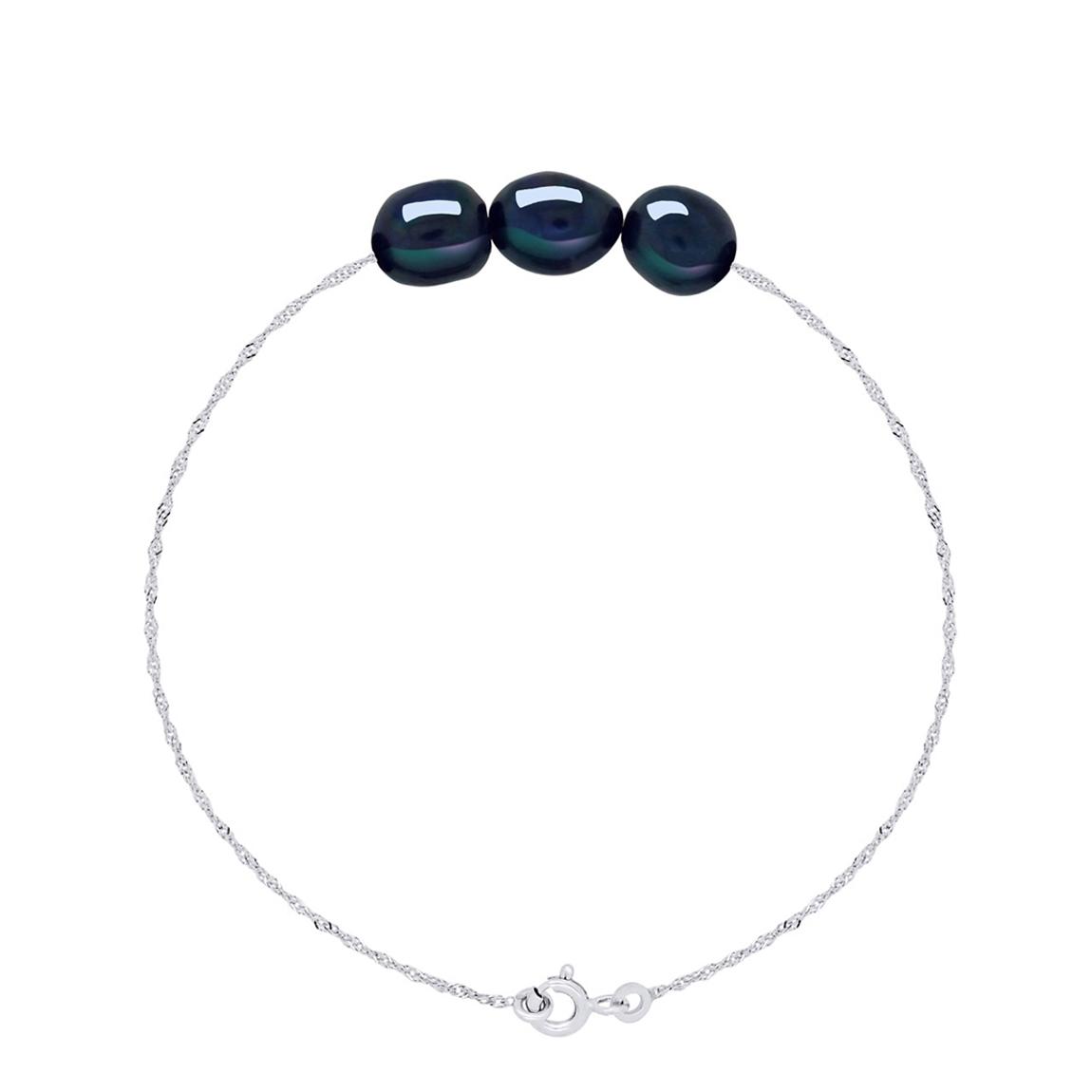 Black Bracelet of 3 Real Cultured Freshwater Pearls main product photo