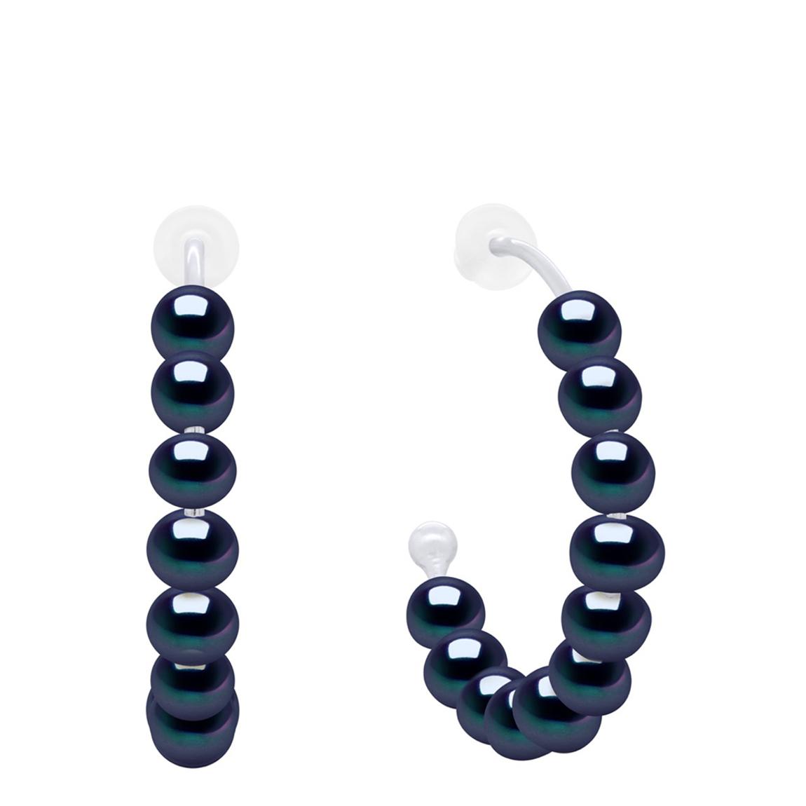 Black Earrings Half Creole Real Cultured Freshwater Pearls main product photo