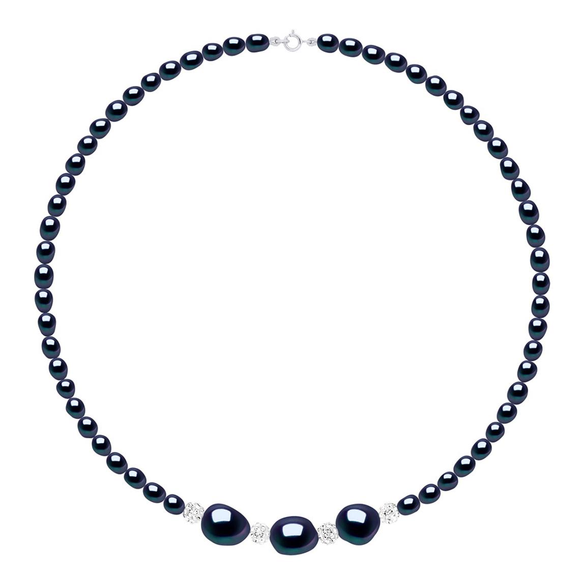 Black & NATURAL WHITE Necklace Cultured Freshwater Pearl main product photo