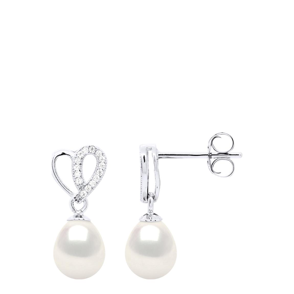 White Earrings Heart and Zirconium Oxides main product photo