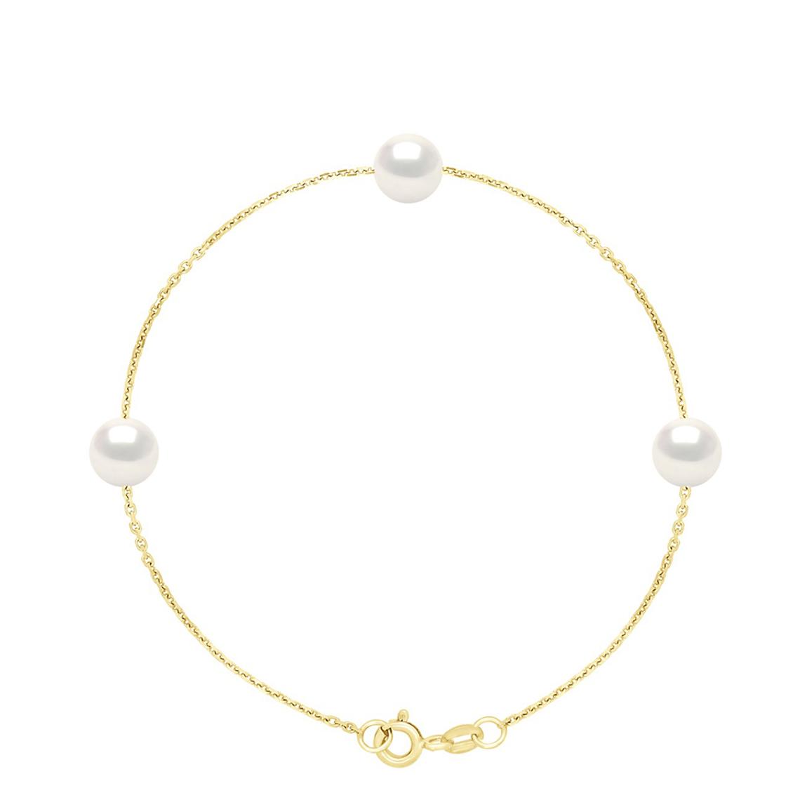 White Bracelet of 3 Real Cultured Freshwater Pearls main product photo