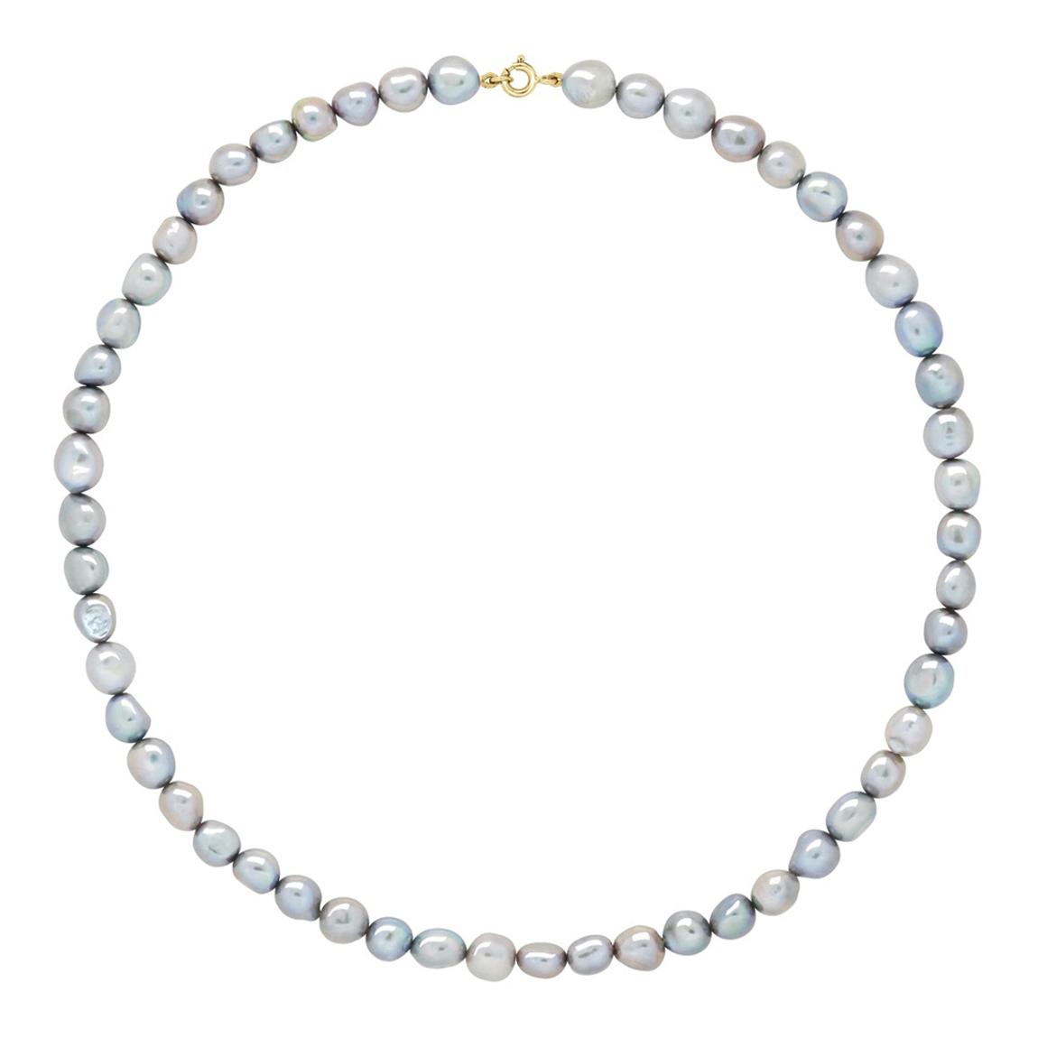 Grey Row of Real Freshwater Pearls Gold Necklace main product photo