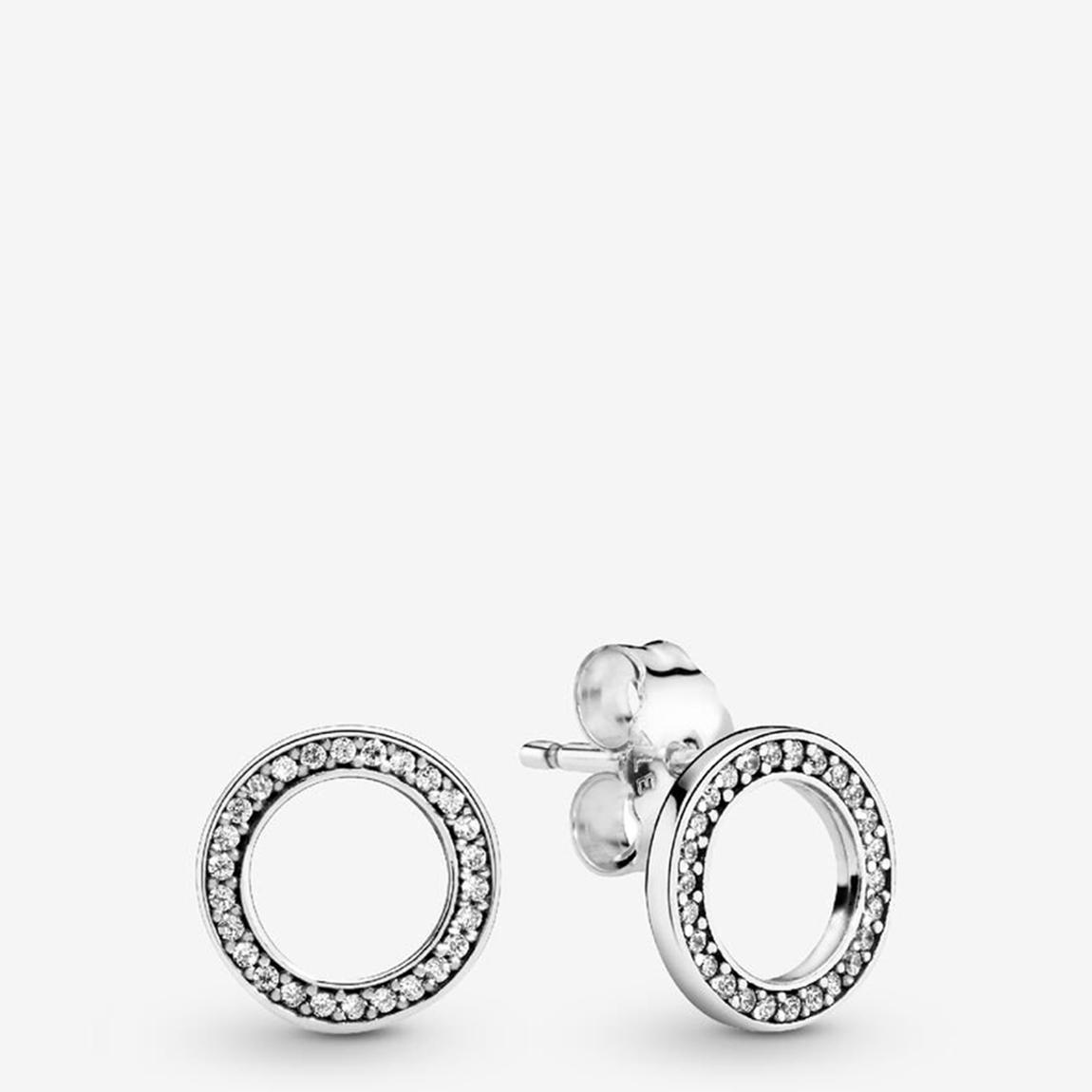 Sterling Silver Sparkling Circle Stud Earrings main product photo