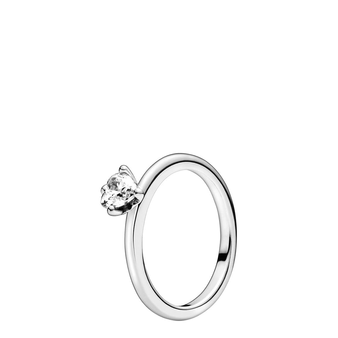 Sterling Silver Clear Heart Solitaire Ring main product photo