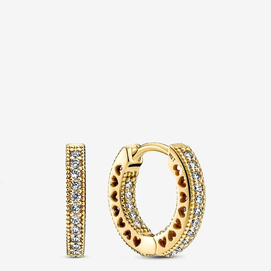 14K Gold Plating Pavé Heart Hoop Earrings main product photo