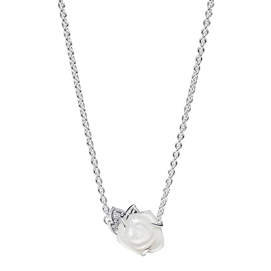 Sterling Silver White Rose In Bloom Collier Necklace main product photo